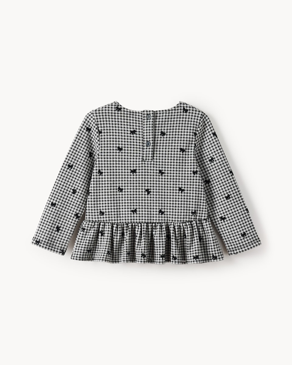 image 1 of F&F Girls Check Bow Top and Trousers Set in Black
