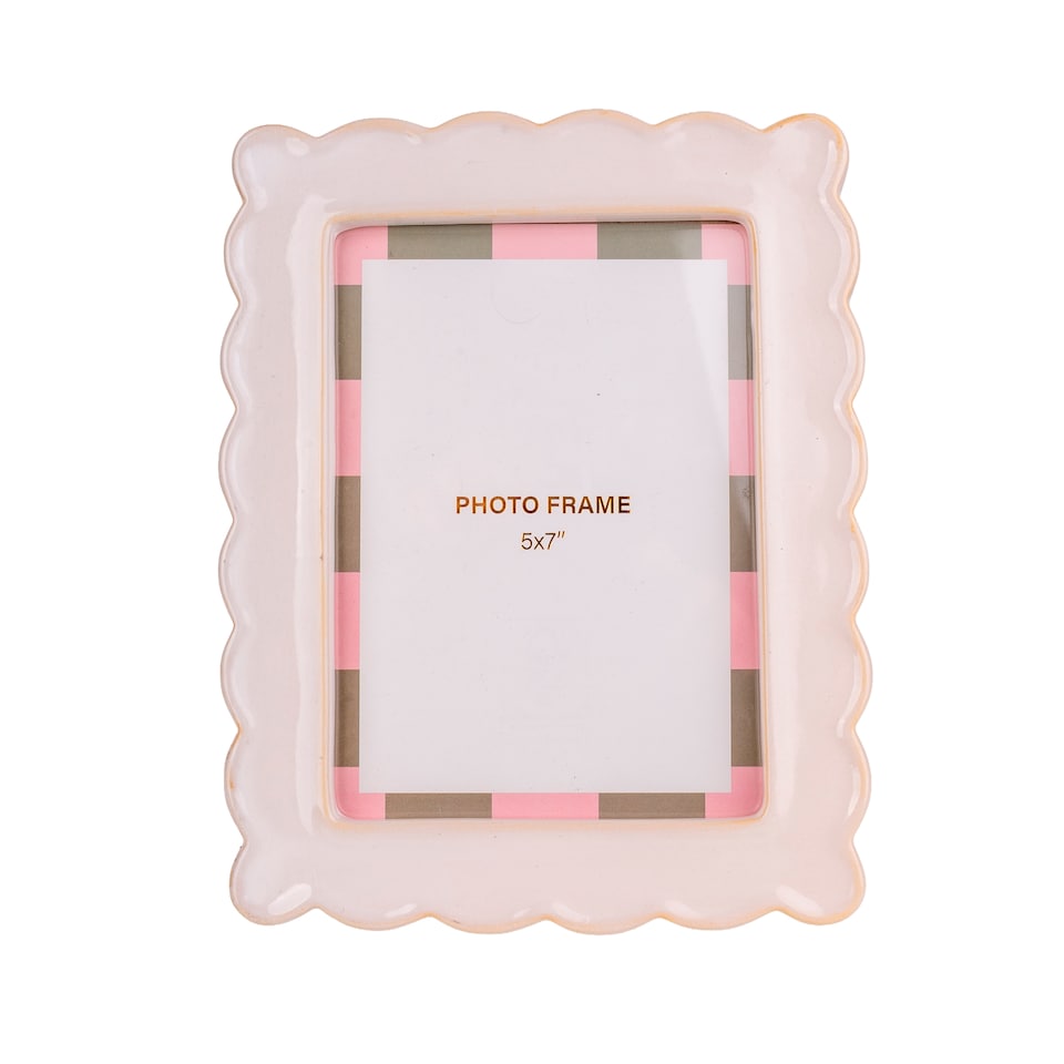 Candlelight Sanctuary Neutral Scallop Ceramic Photo Frame 5x7