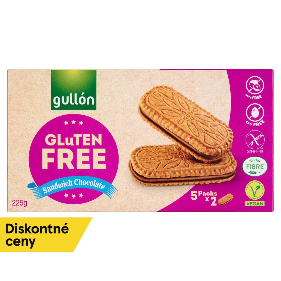 obrázok 1 z Gullón Bezgluténové sušienky plnené čokoládovým krémom 5 x 45 g (225 g)