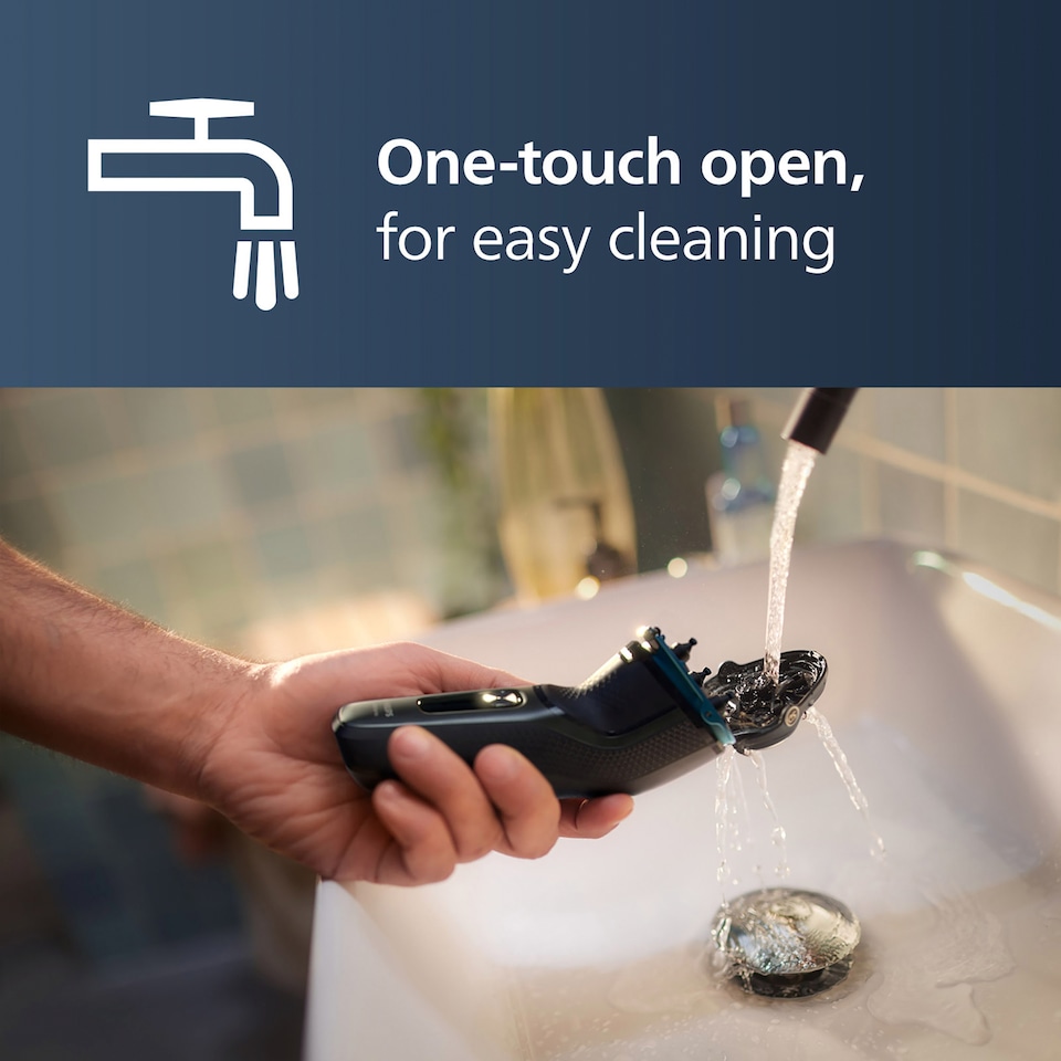 image 1 of Philips Series 3000 Wet & Dry Electric Shaver, 5D Flex head, Popup trimmer & Travel Pouch-S3244/12  