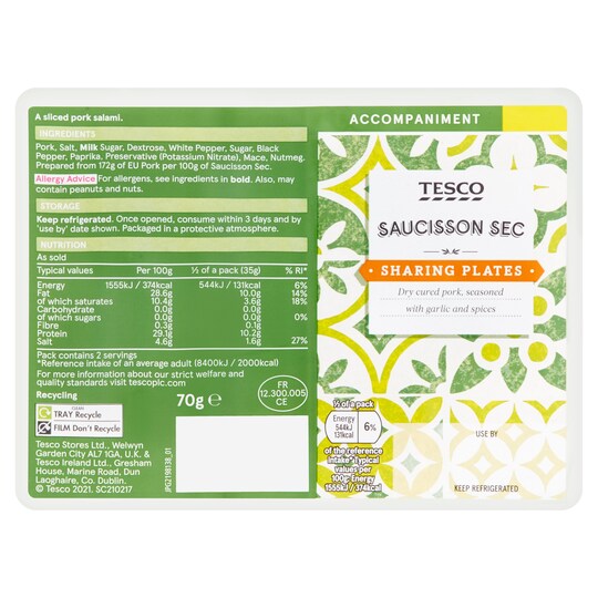 Tesco Saucisson Sec 70G