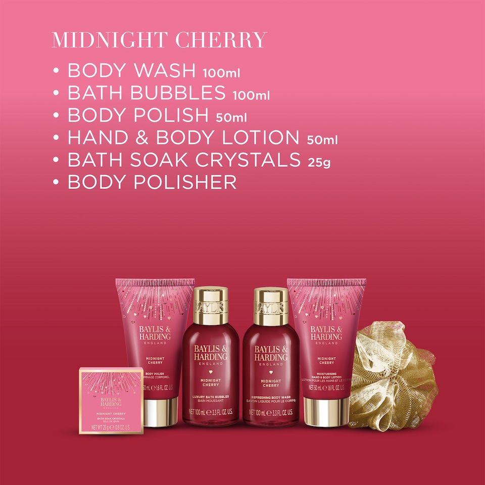 image 1 of BAYLIS & HARDING MIDNIGHT CHERRY LUXURY PAMPER PRESENT GIFT SET