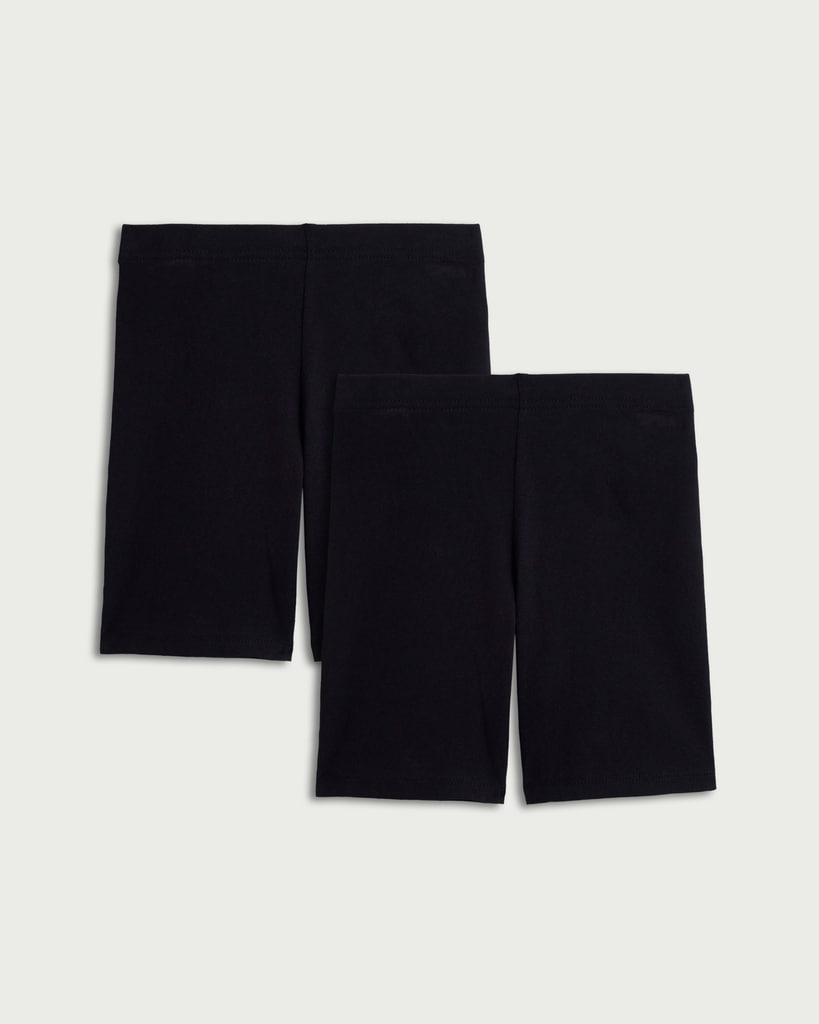 F&F Girls 2-Pack Cotton Rich Cycling Shorts in Black