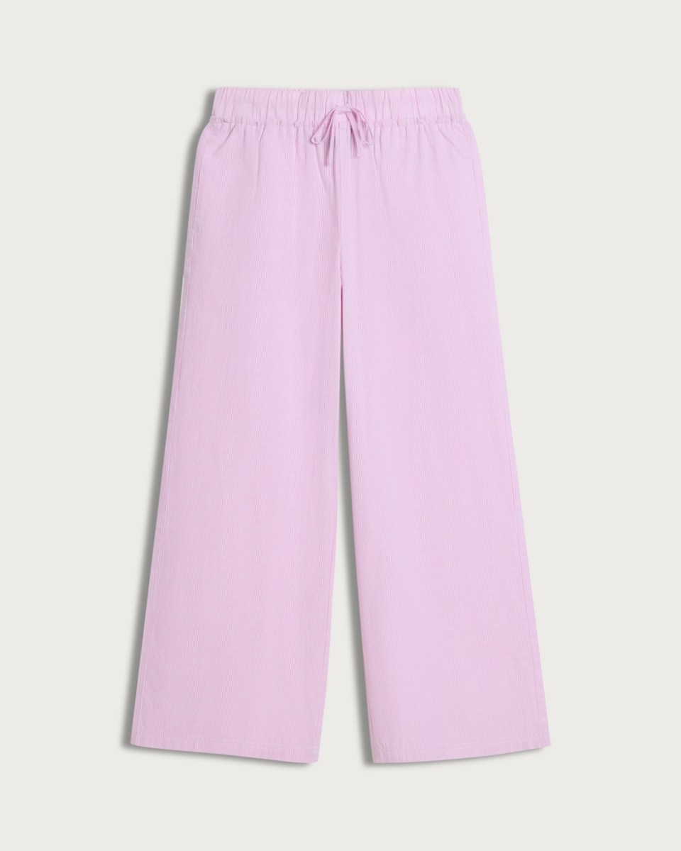 image 1 of OH ME OH MY Pure Cotton Stripe Wide Leg Trousers in Pink
