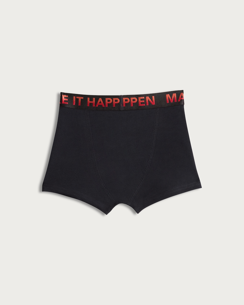 image 1 of F&F Boys 5-Pack Cotton Rich Slogan Waistband Trunks in Multi