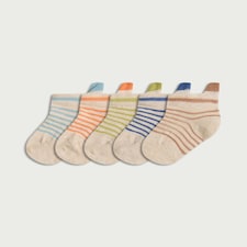 F&F Baby 5-Pack Cotton Rich Striped Trainer Socks in Multi
