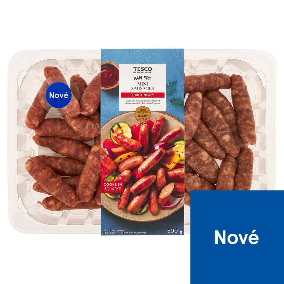 Tesco Vepřové mini klobásy ve stylu chorizo a cibule 500g