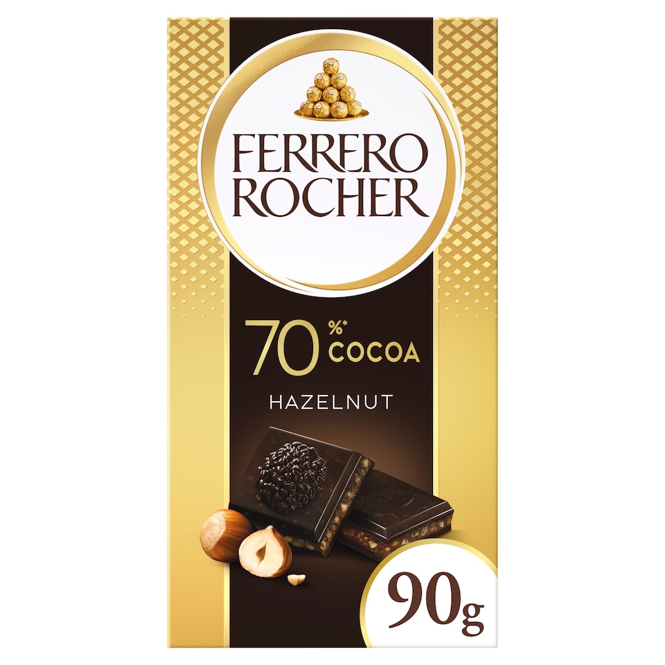 Ferrero Rocher Hazelnut & 70% Dark Chocolate Bar 90g