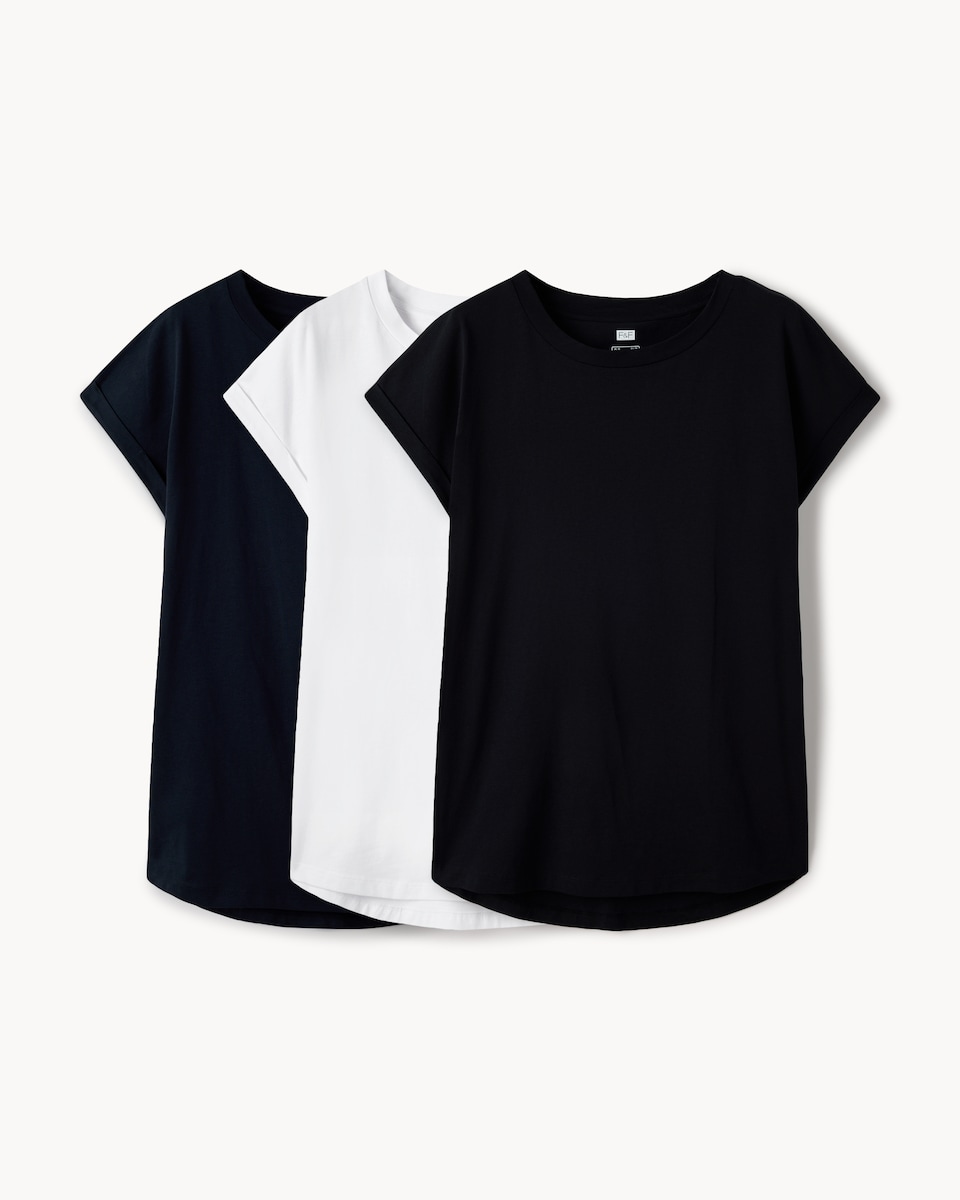 image 1 of F&F 3-Pack Pure Cotton T-Shirts in Multi Black