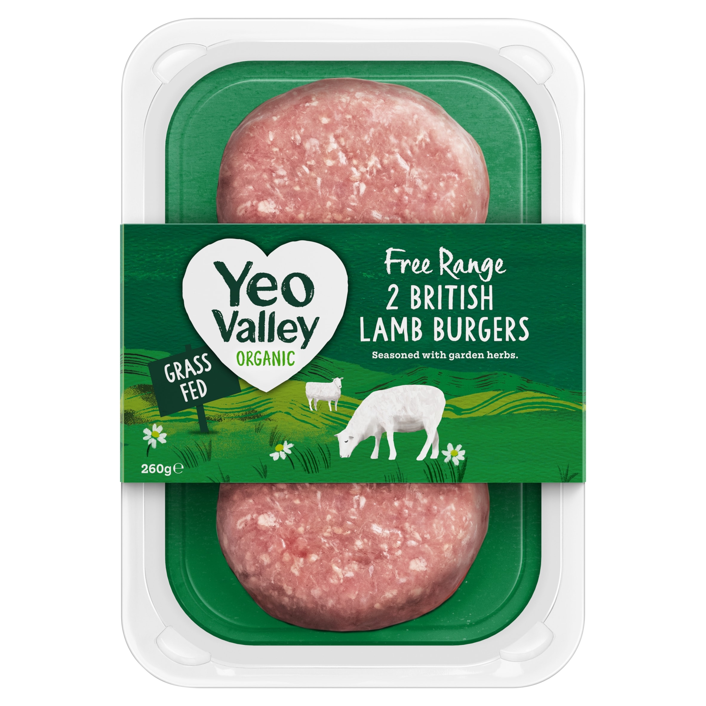 Yeo Valley Organic 2 British Lamb Burgers 260g