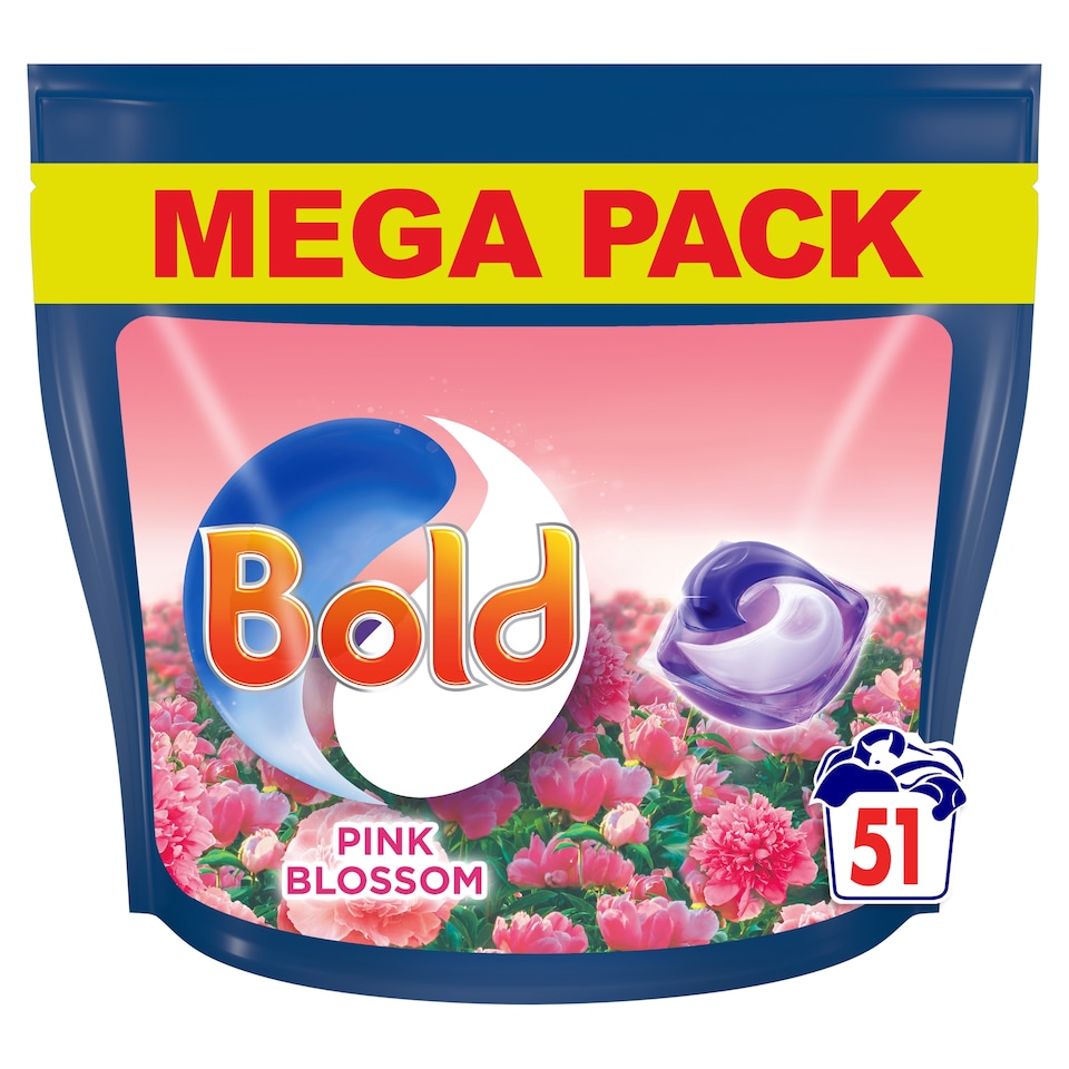 image 1 of Bold All In One Washing Pods Pink Blossom 51 Washes 989.4G
