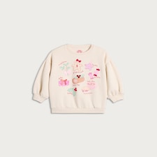 F&F Girls Cotton Rich Festive Print Sweatshirt in Cream