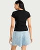 image 3 of F&F Cotton Rich Ribbed Button Up Top in Black