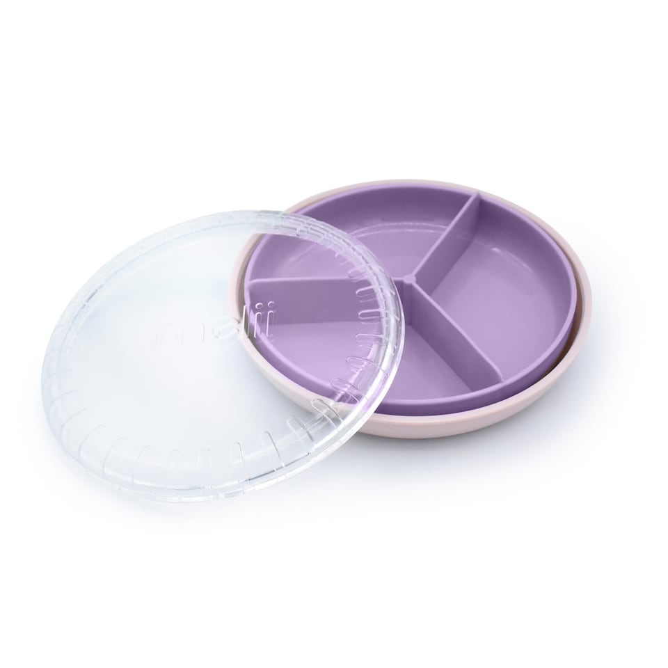 image 1 of Melii 3 Compartment Spin Snack Container Assorted Colours