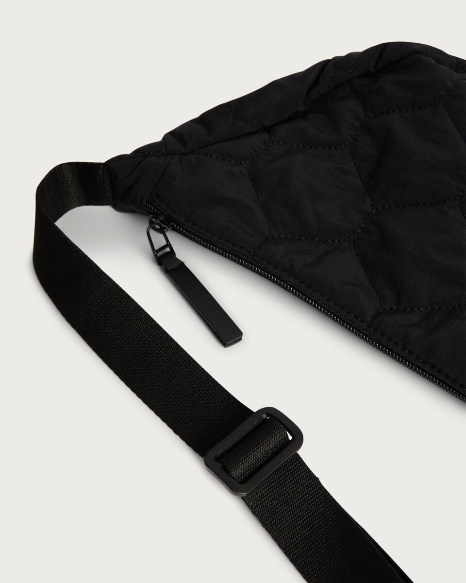 image 1 of F&F Quilted Zip Closure Crossbody Bag in Black