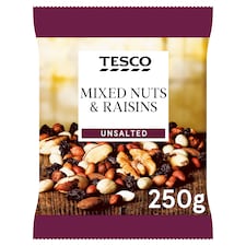 Tesco Unsalted Mixed Nuts & Raisins 250G