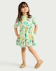 image 1 of F&F Girls Pure Cotton Fruit Print Short Sleeved Dress in Multi Green