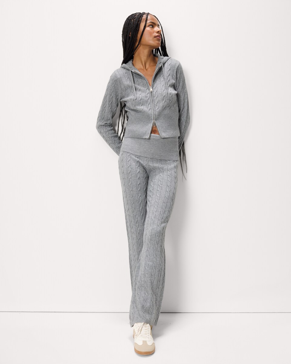 image 1 of OH ME OH MY Cable Knit Zip Up Hoodie in Grey