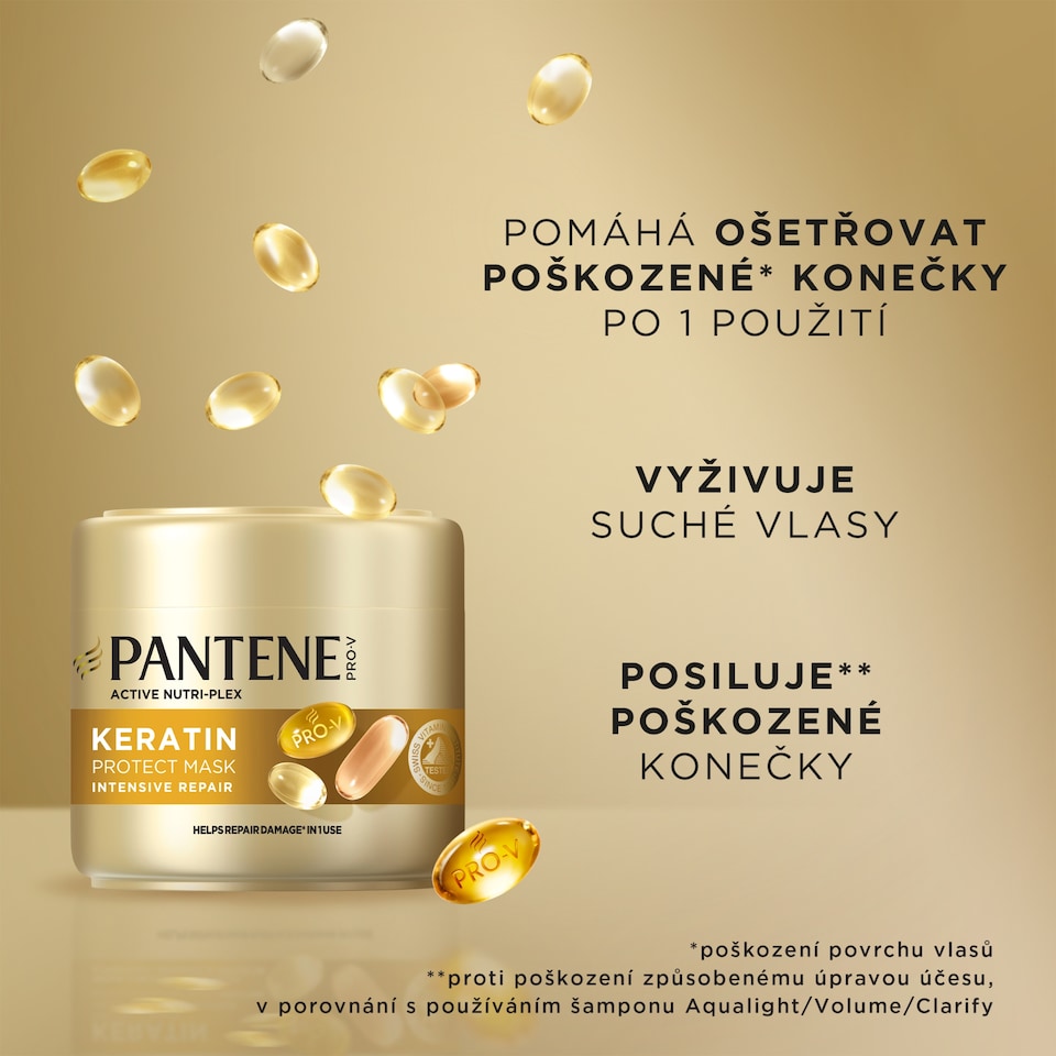 Obrázek 1 pro produkt Pantene Pro-V Intensive Repair Keratin Protect Maska na Vlasy 300 ml, Suché a Poškozené