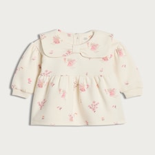 F&F Baby Cotton Rich Fairy Mouse Print Sweat Dress in Cream