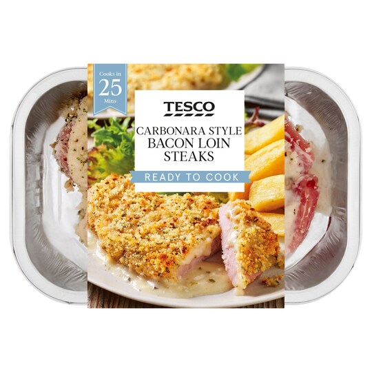 Tesco Carbonara Style Bacon Loin Steaks 310G Tesco Groceries