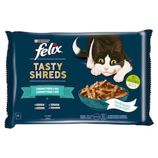 Felix Tasty Shreds Pouches for Cats Salmon, Tuna in Juice 4 x 80 g