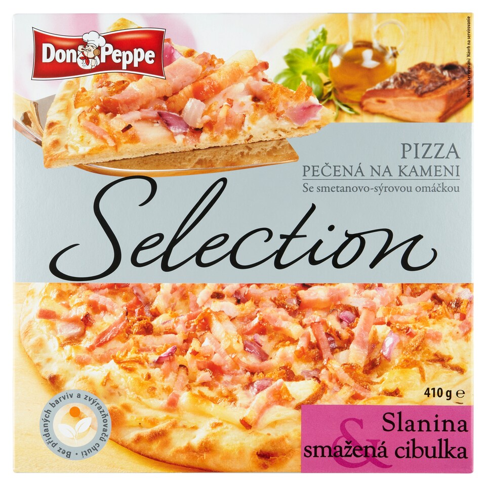 Obrázek 1 pro produkt Don Peppe Selection Pizza pečená na kameni slanina & smažená cibulka 410g