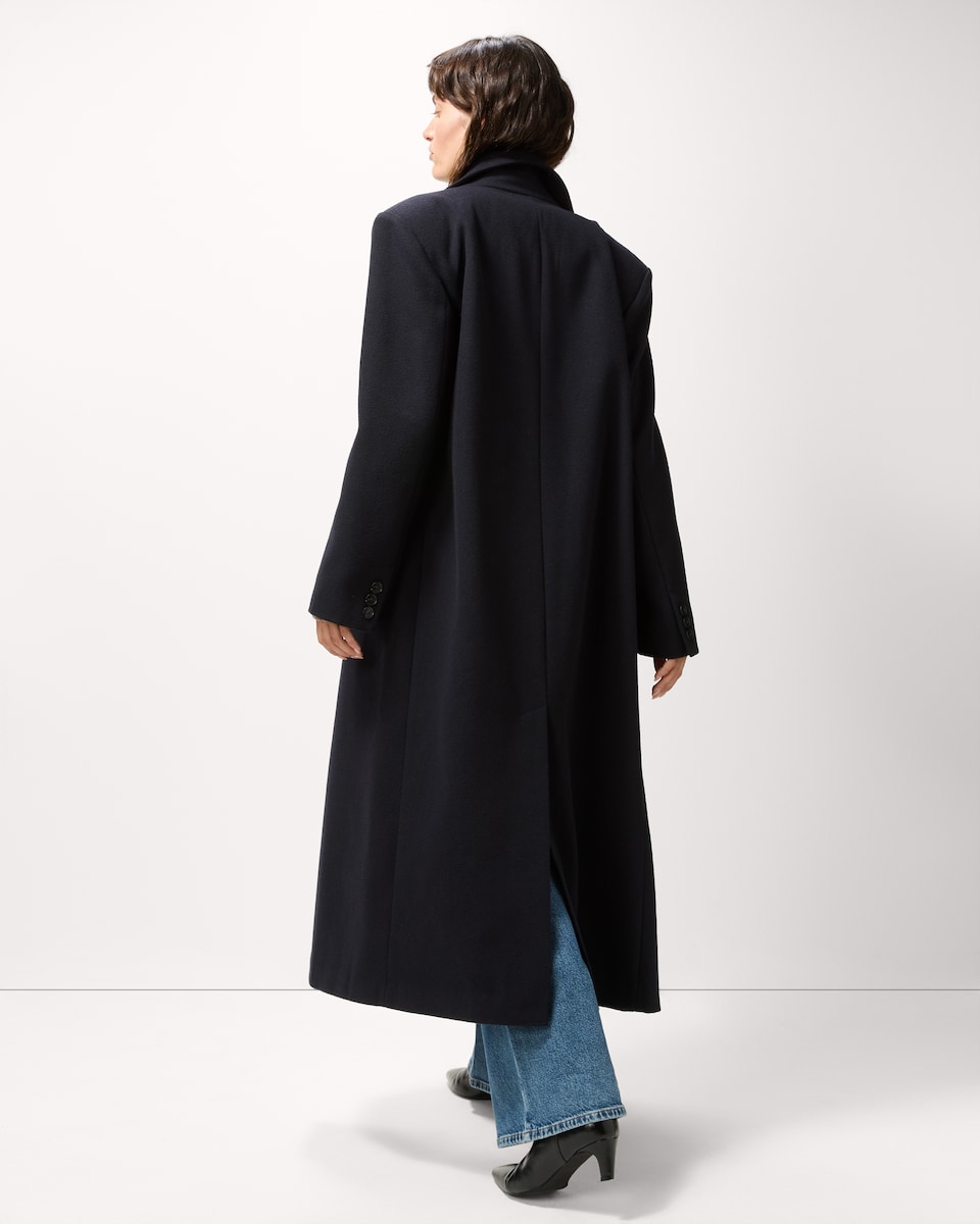 image 1 of F&F Double Breasted Formal Maxi Coat in Navy