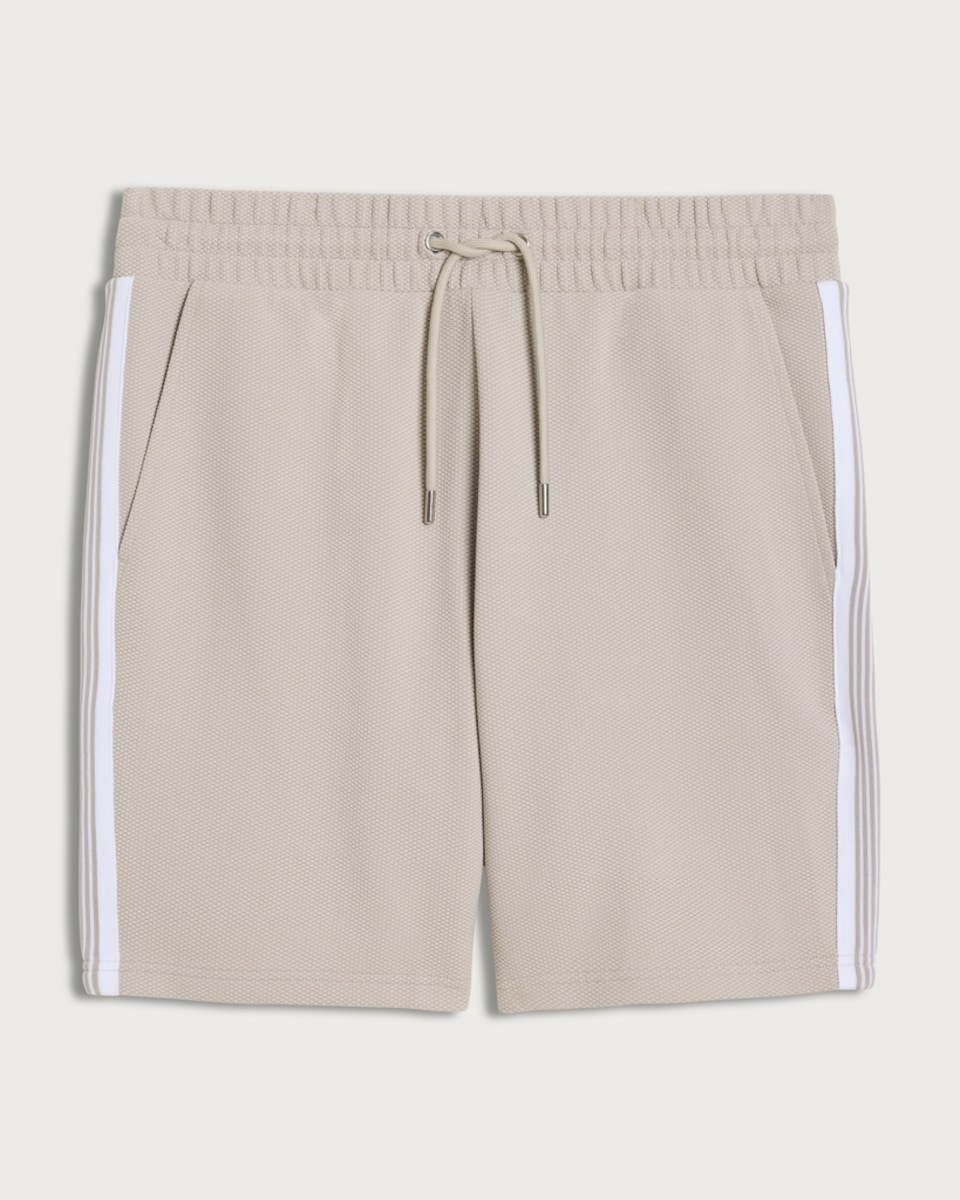 image 1 of F&F Textured Side Stripe Drawstring Shorts in Stone