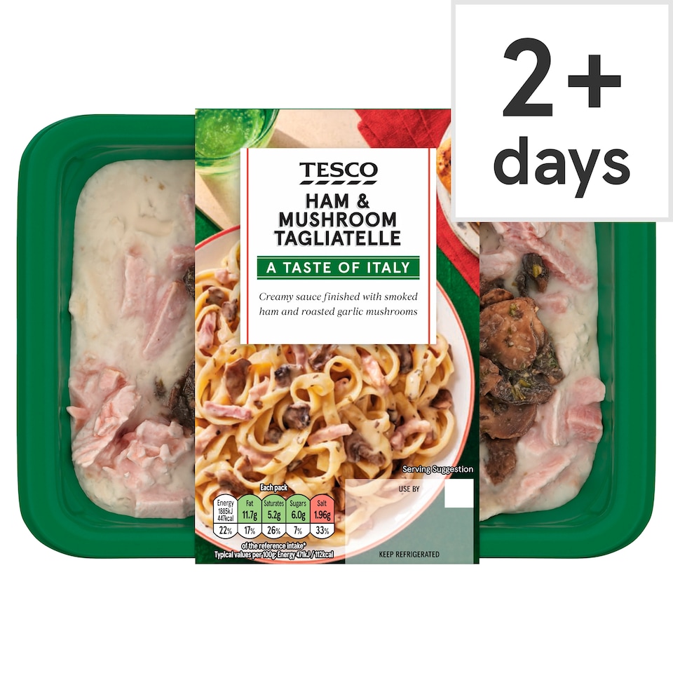 Tesco Ham & Mushroom Tagliatelle 400G
