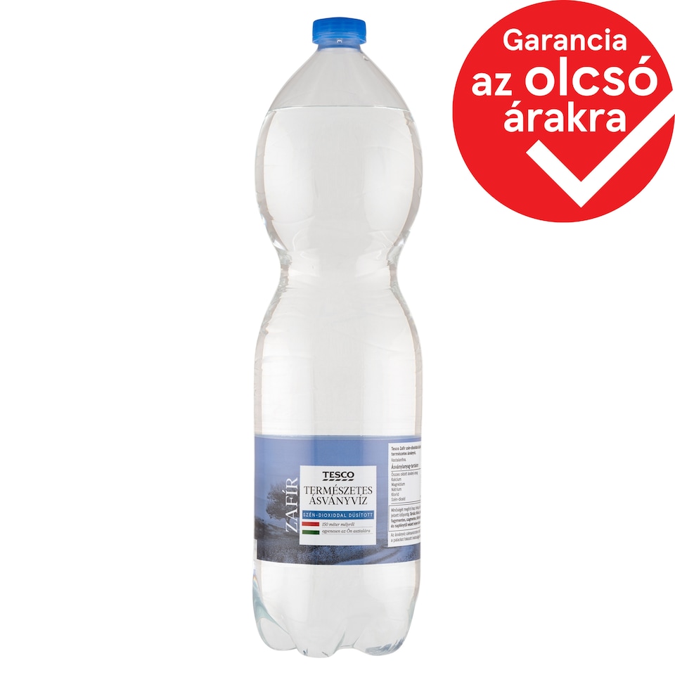 Tesco Zafír szén-dioxiddal dúsított természetes ásványvíz 1,5 l