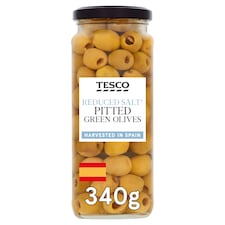 Tesco Reduced Salt Pitted Green Olives 340g