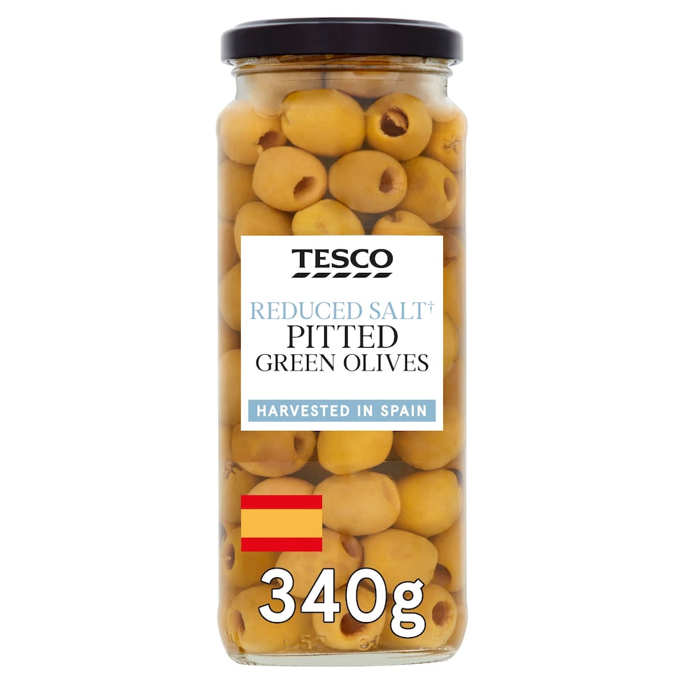 Tesco Reduced Salt Pitted Green Olives 340g