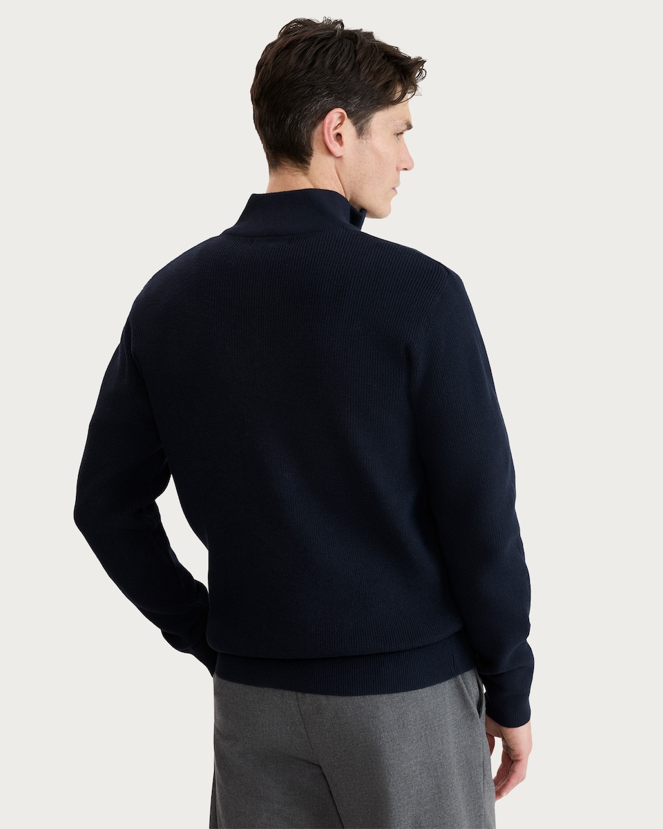 image 1 of F&F Knitted Ribbed Half Zip Jumper in Navy
