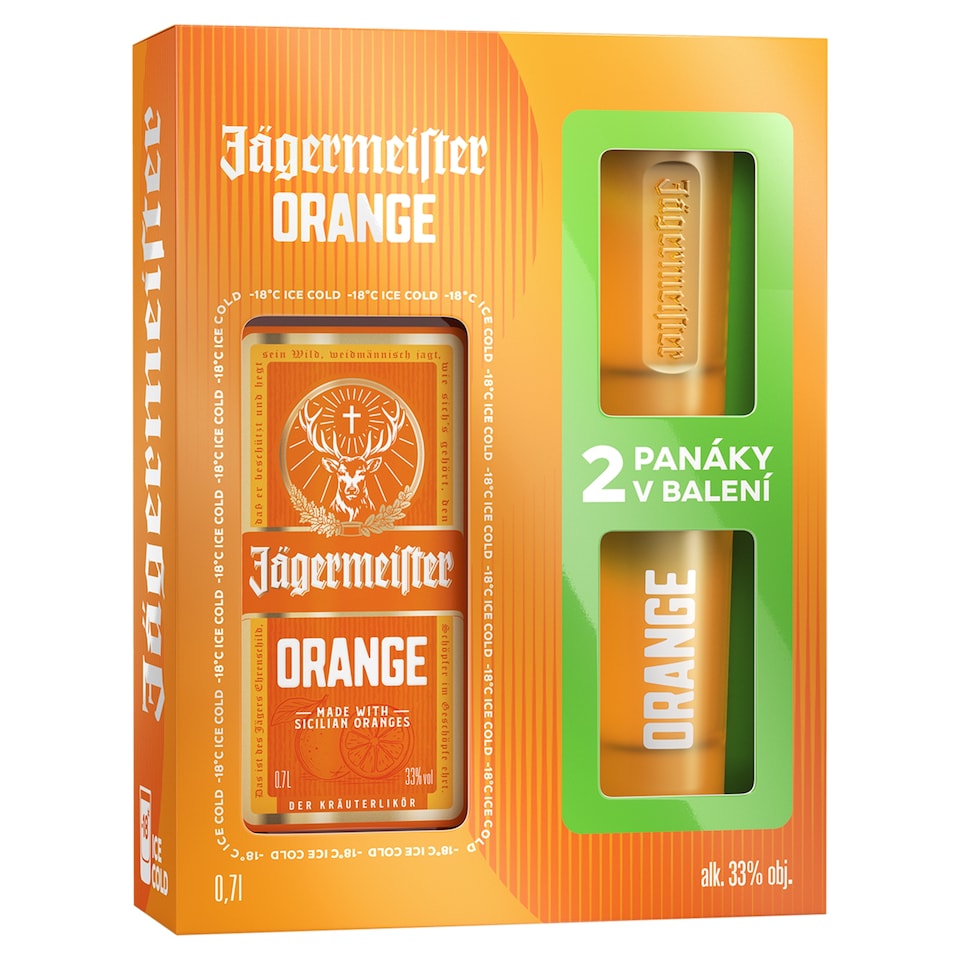 Jägermeister Orange 33% 0,7 l + 2 poháre