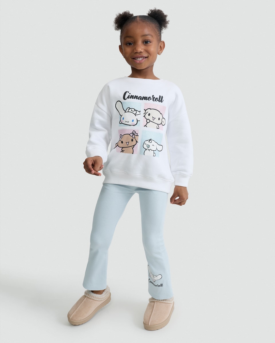 image 1 of Cinnamoroll 2-Piece Cotton Rich Sweatshirt and Leggings Set in Cream