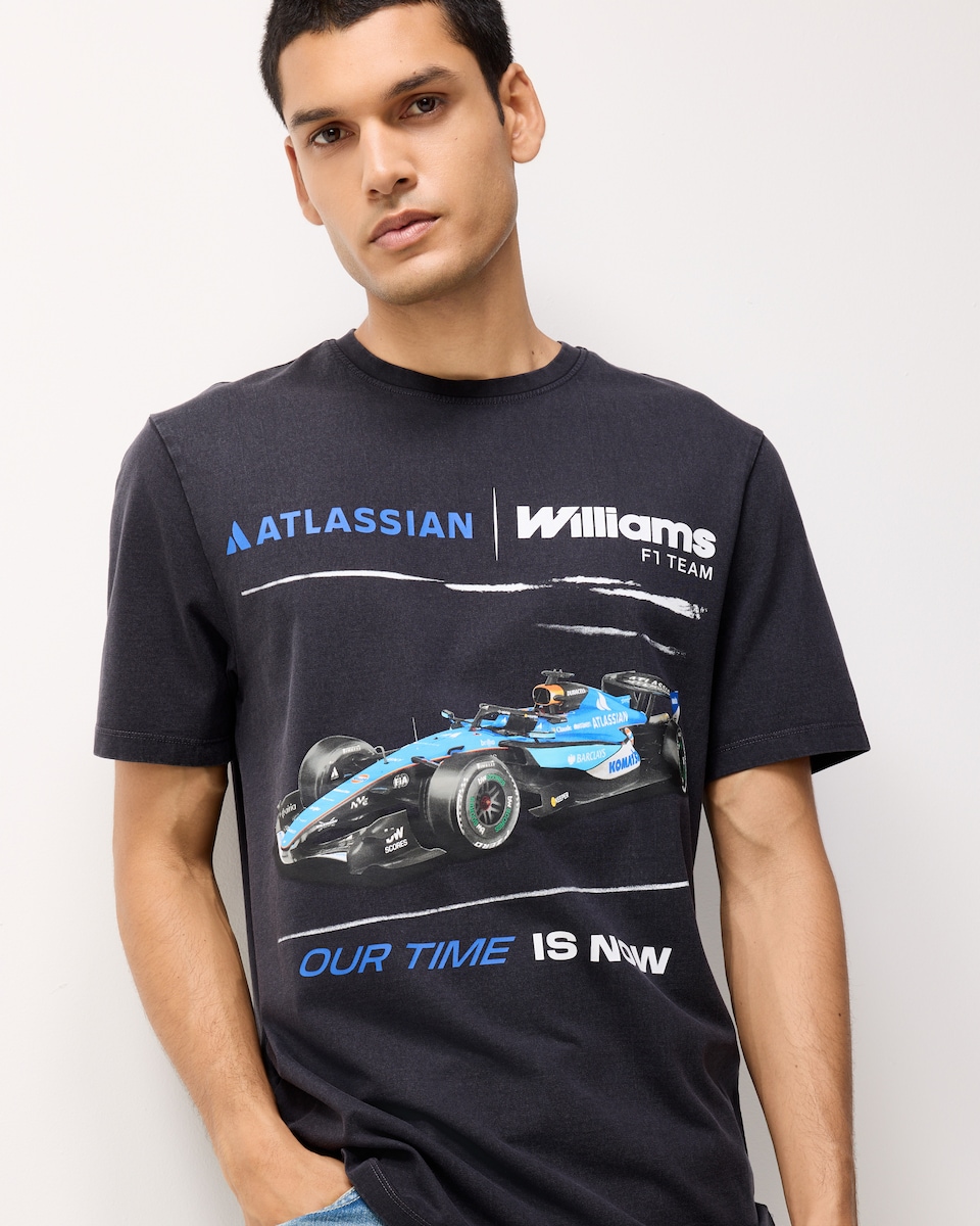 image 1 of Atlassian Williams F1 Team Pure Cotton T-Shirt in Black