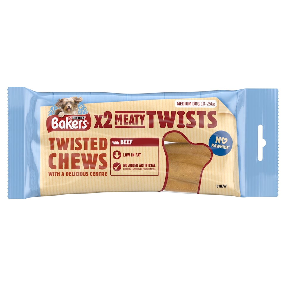 image 1 of BAKERS Meaty Twists Medium Beef Dog Chews 180g