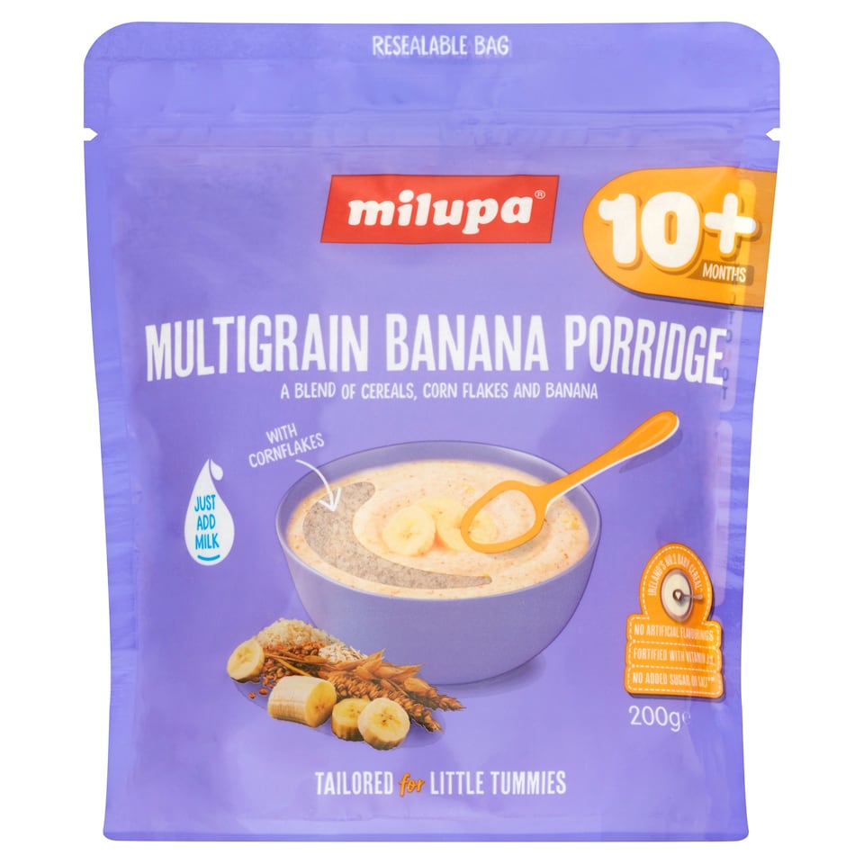 Milupa Multigrain Banana Porridge Baby Cereal 10+ Months 200g