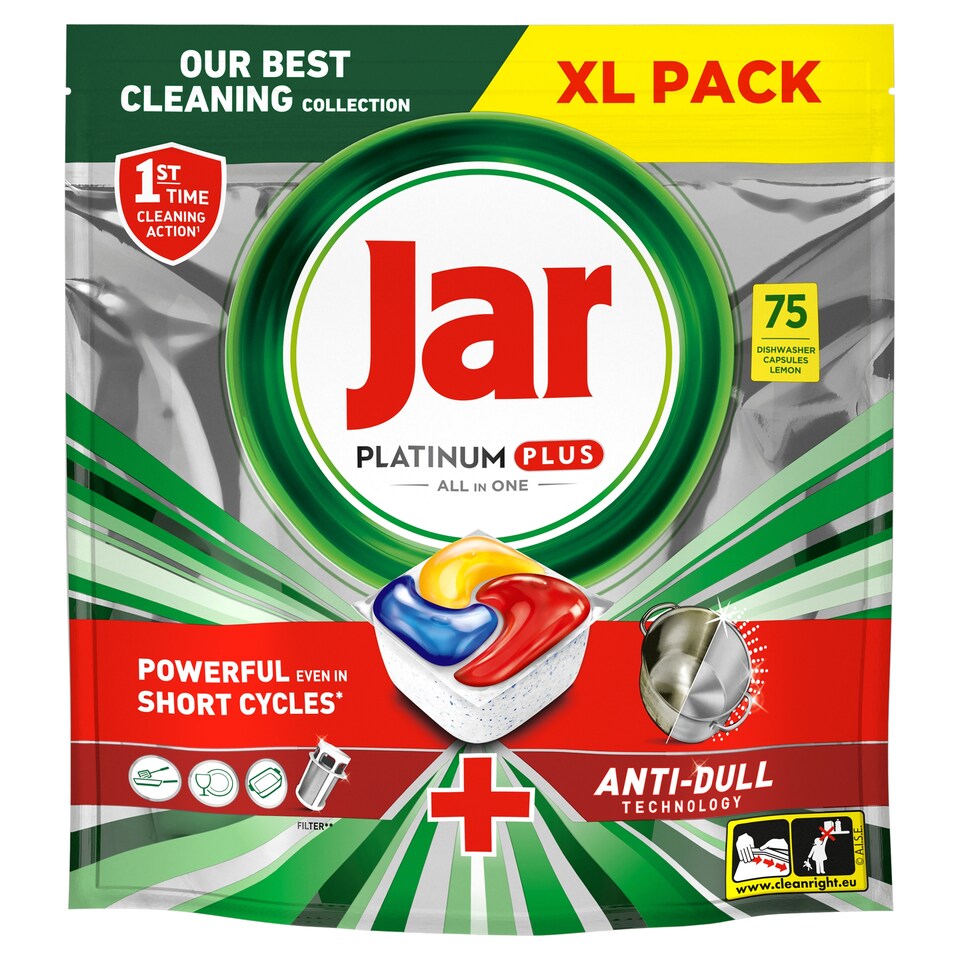 Jar Platinum Plus All In One Kapsle Do Automatické Myčky Nádobí Lemon, 75 ks