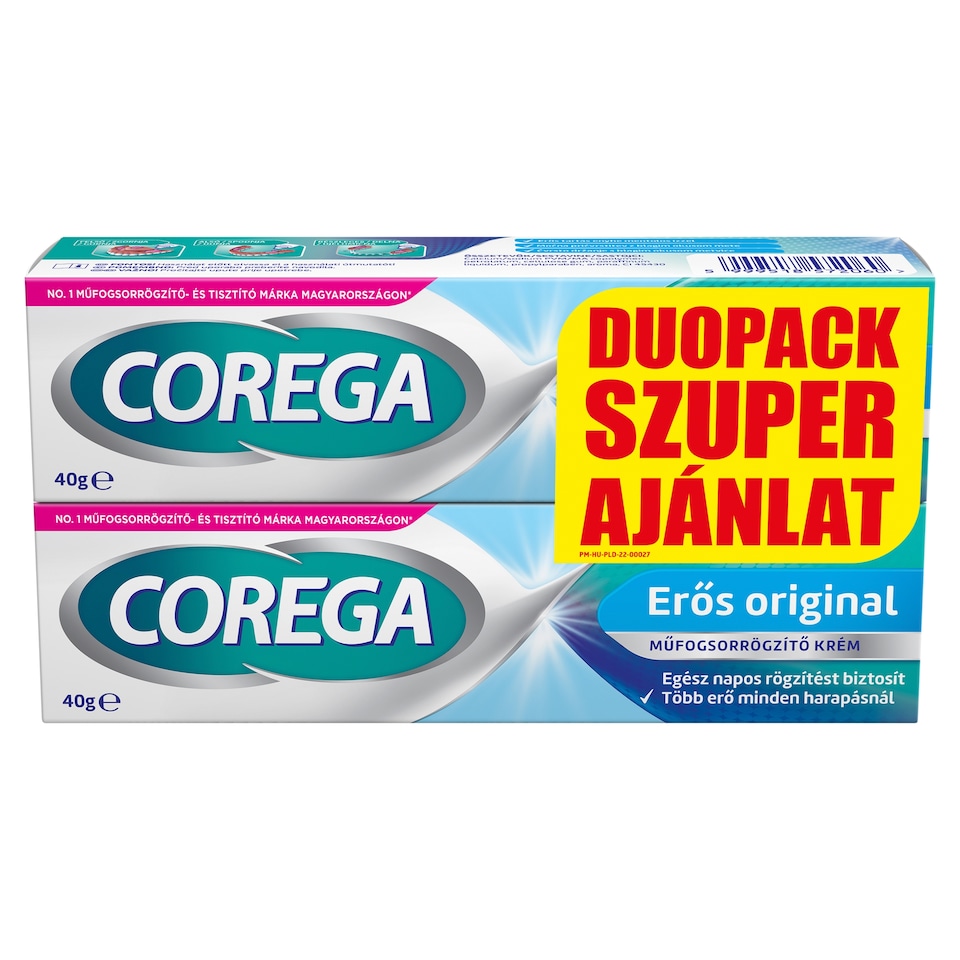 Corega Erős Original enyhén mentolos műfogsorrögzítő krém 40 g 1. kép