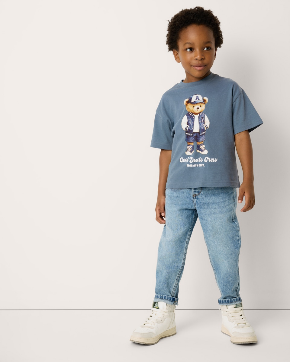 image 1 of F&F Boys 2-Pack Pure Cotton Teddy Bear T-Shirts in Blue
