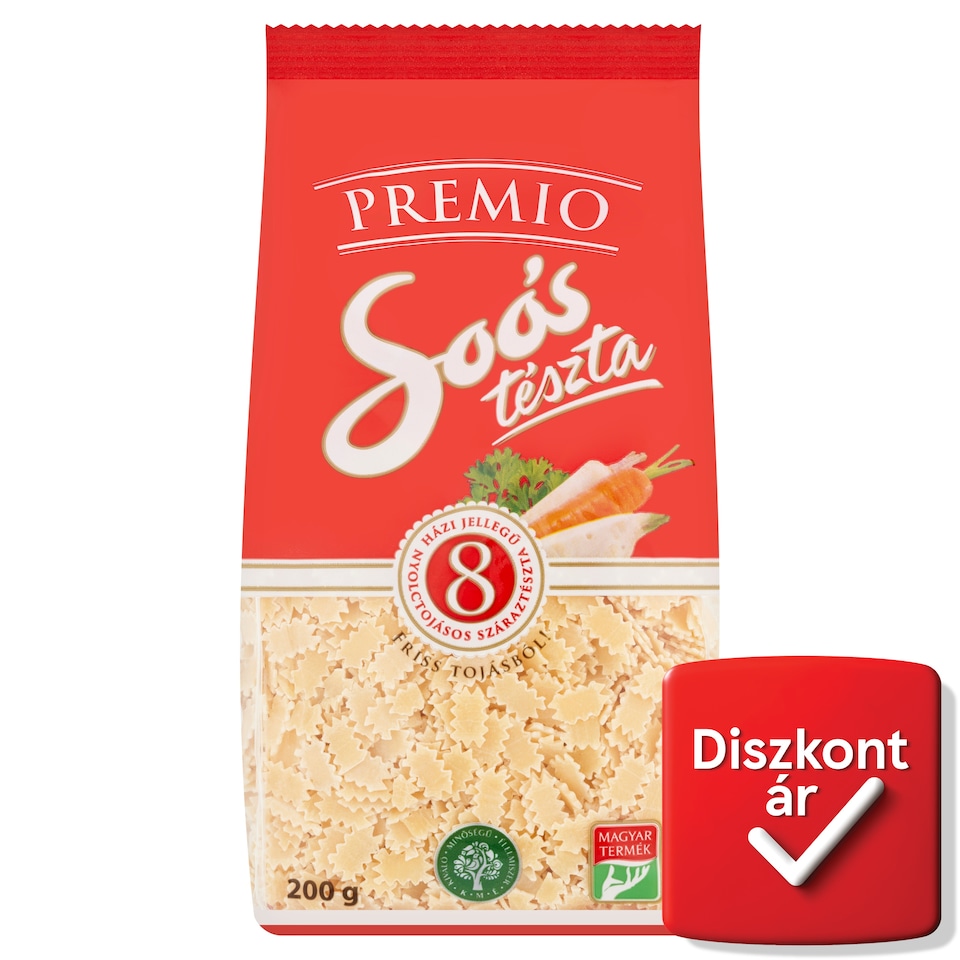 Soós Premio eperlevél házi jellegű 8 tojásos száraztészta 200 g