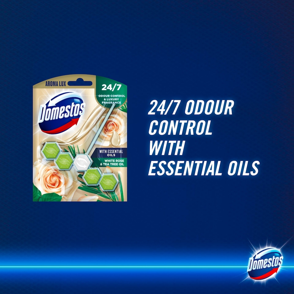 image 1 of Domestos Aroma Lux Rim Block White Rose & Tea tree 55G