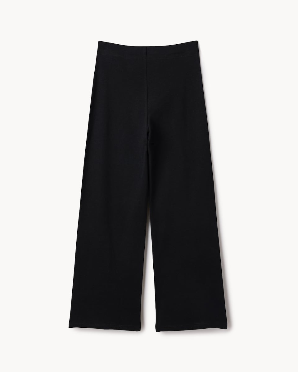image 1 of F&F Girls School Cotton Rich Wide Leg Trousers in Black