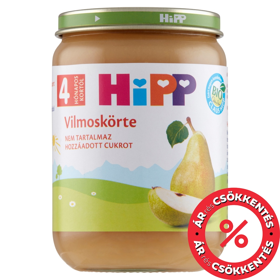 HiPP BIO vilmoskörte gyümölcskészítmény bébidesszert 4 hónapos kortól 190 g