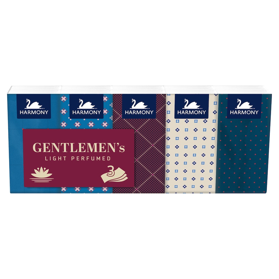 obrázok 1 z Harmony Gentlemen's Light Perfumed papierové vreckovky 3 vrstvy 10 x 10 ks