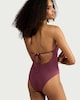 image 3 of F&F Cut Out Beaded Halterneck Swimsuit in Purple
