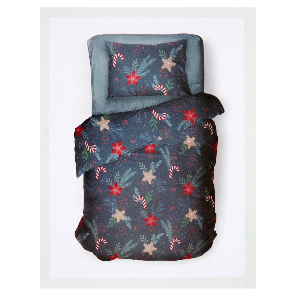 image 1 of Santa Flower Patterned Duvet Set 140 x 200 cm