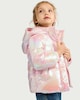 image 3 of F&F Girls Metallic Hooded Puffer Coat in Multi
